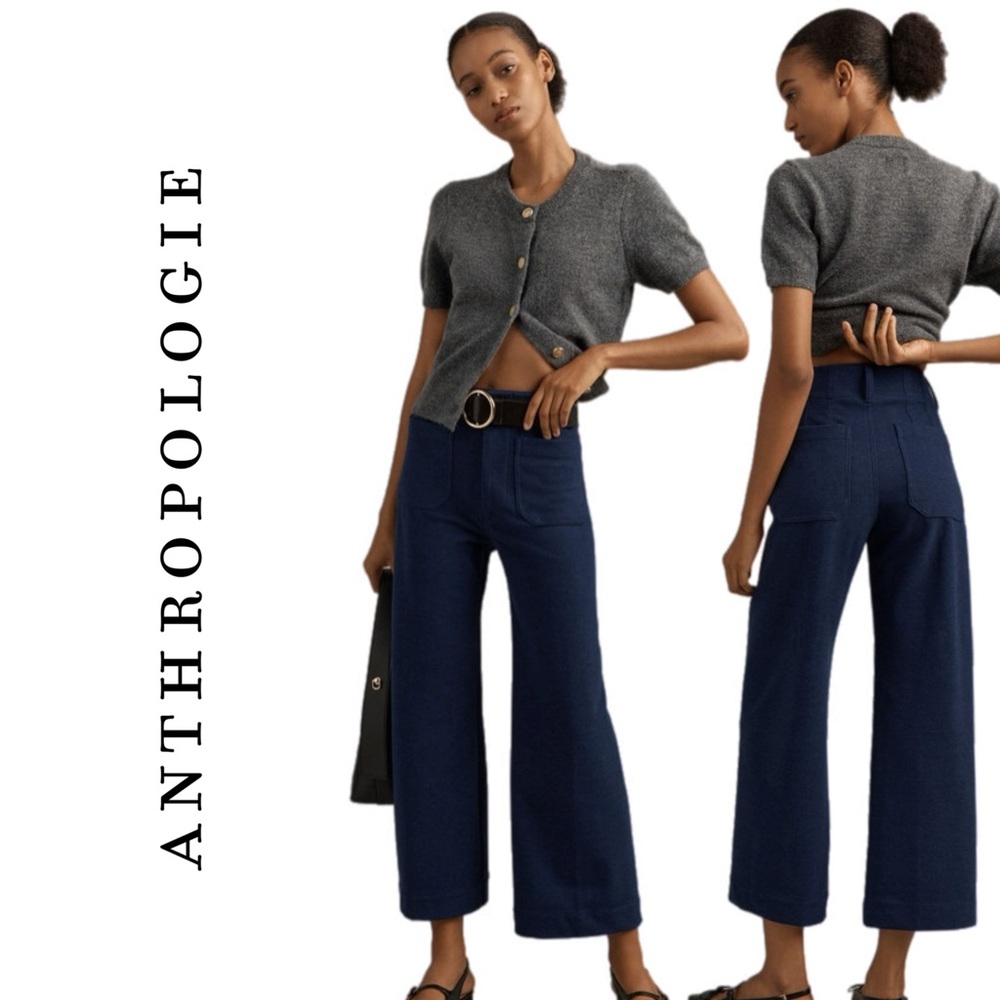 Anthropologie Colette Brushed Knit Crop Wide-Leg Pants by Maeve